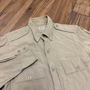 Vintage Jayson Linen Blend Shirt Gussets Epaulettes Button Down 14.5-32